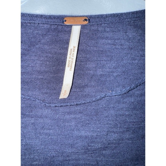 Free people blue embroidered v neck ruffle cap sleeve tunic top oversized small - Picture 3 of 7